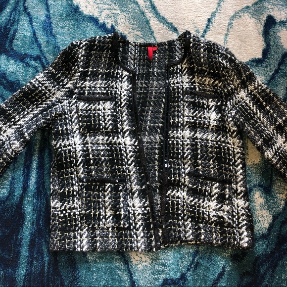 Tweed Crop-Sleeved Cardigan - Metallic Embellished - Picture 5 of 6